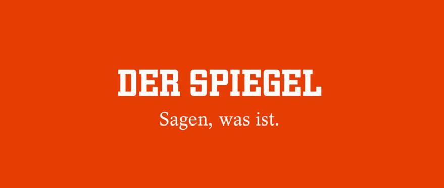Banner für die SPIEGEL Gutscheinseite: SPIEGEL Logo mit Slogan „Der Spiegel – Sagen, was ist.“ auf knallrotem Grund