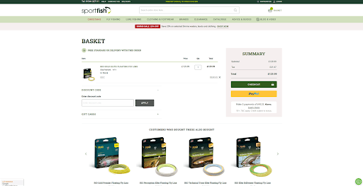 Sportfish discount code application box