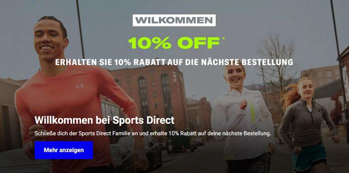 Läufer und Läuferinnen auf Banner für den Sports Direct Willkommensrabatt für Neukunden