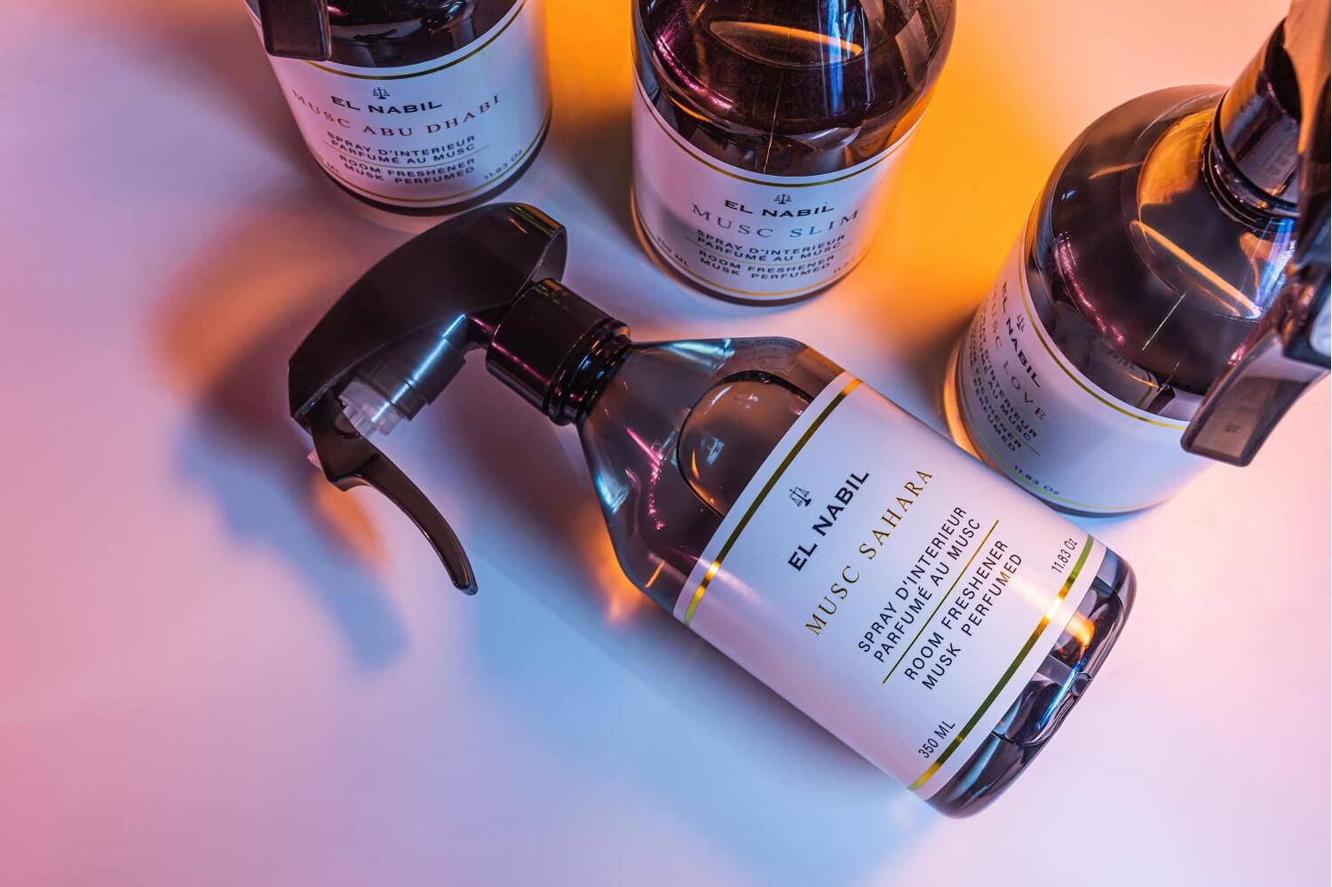 Quatre bouteille de spray d’intérieur El Nabil Musc Sahara