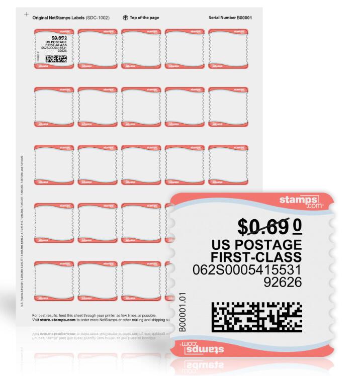 Stamps.com NetStamps printable stamp sheet