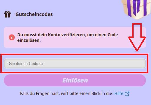 Screenshot vom Eingabefeld, wo du einen Star Stable Gutschein einlösen kannst