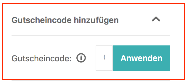 Eingabefeld für den Startselect-Gutscheincode im Warenkorb