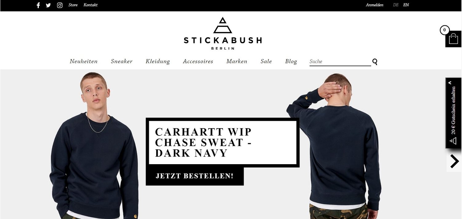 Ansicht des Stickabush-Webshops