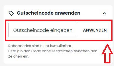 Screenshot von der Bestellübersicht, um einen STIGA Rabattcode einzugeben