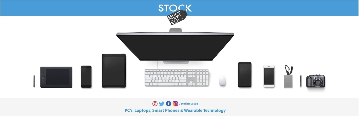 Stock Must Go laptops, computers and phones banner