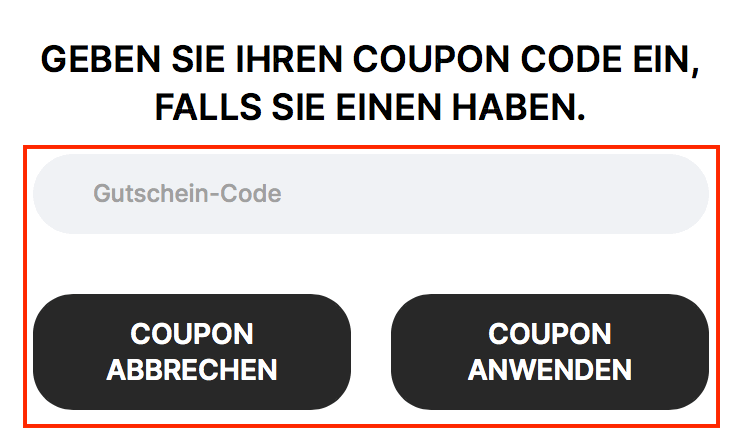 Eingabefeld für den Stylevana-Rabattcode im Warenkorb des Online-Shops