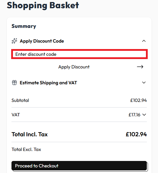 Subside Sports discount code box within shopping cart