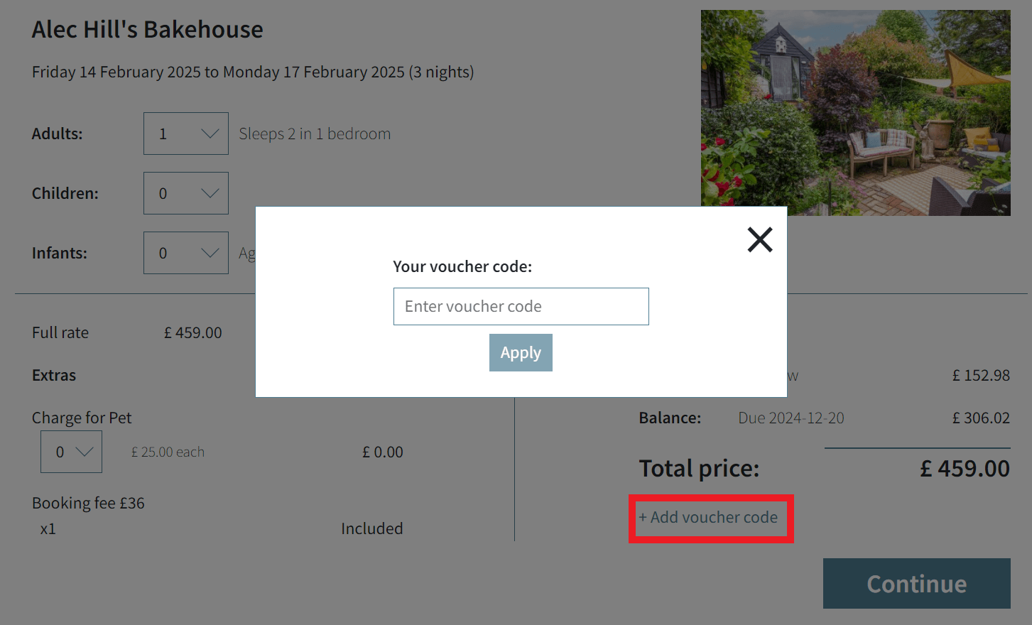 Suffolk Hideaways voucher code redemption during booking