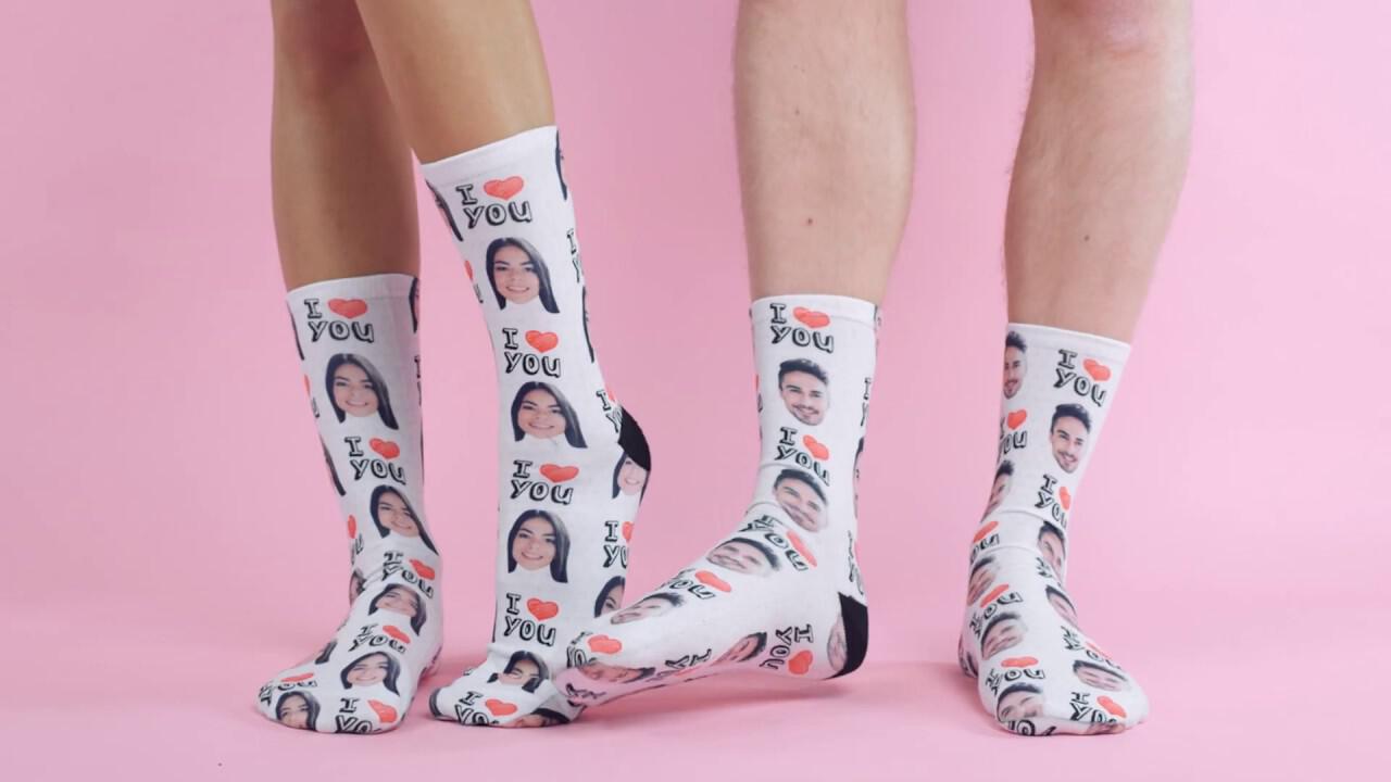 Super socks pair of socks with I Love You printed on it