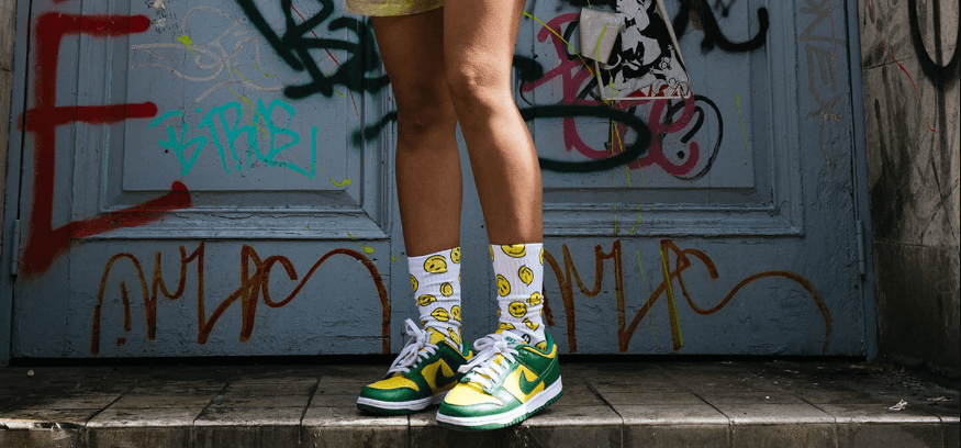 supersocks smiley pair of socks with trainers