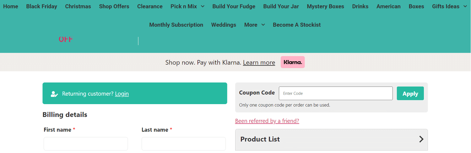 Sweetzy discount code box on the checkout page