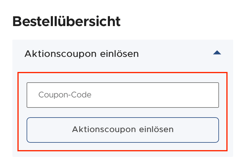 Warenkorb mit Eingabefeld für den Tackle-Deals-Gutschein