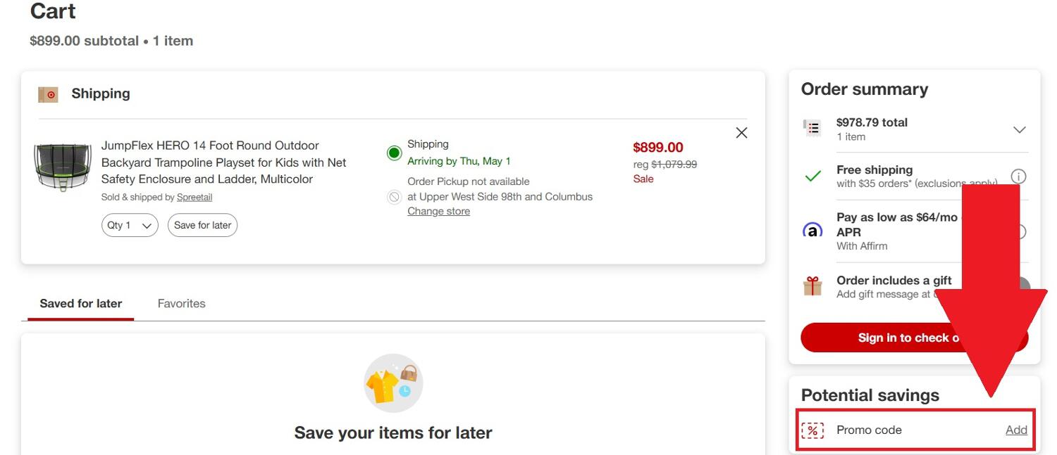 Target promo code box
