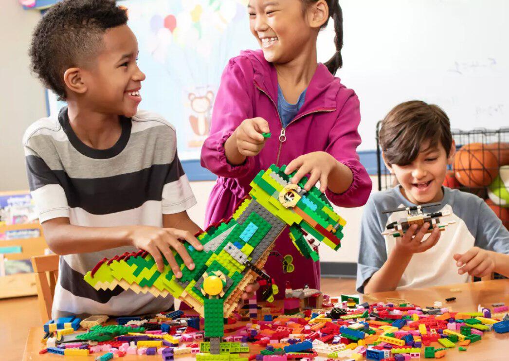 Kids playing with Legos from Target