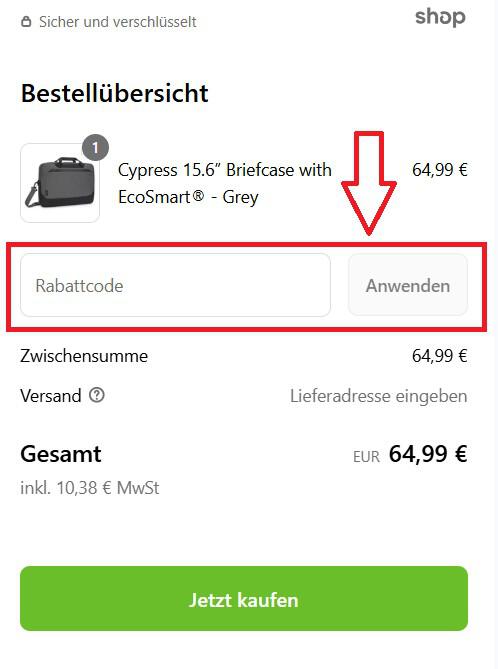 Eingabefeld für deinen Targus Gutschein