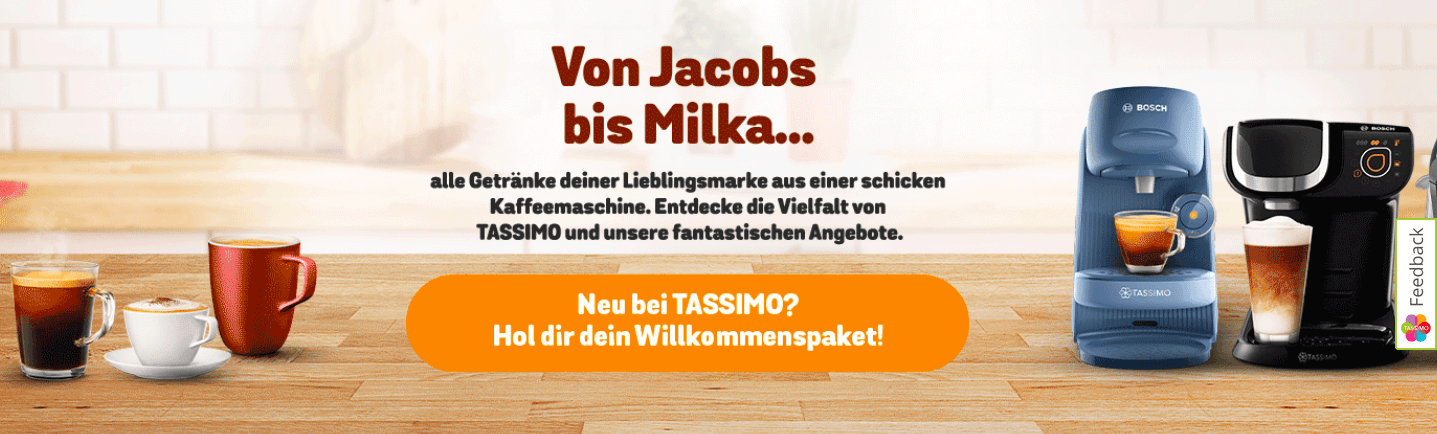 Kaufe leckeren Jacobs Kaffee und Milka heiße Schokolade für deine Tassimo Maschine im Online-Shop mit einem Gutschein zum Schnäppchenpreis