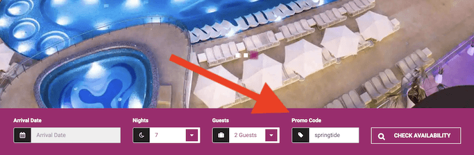 Temptation Resorts in Mexico promo code box at checkout