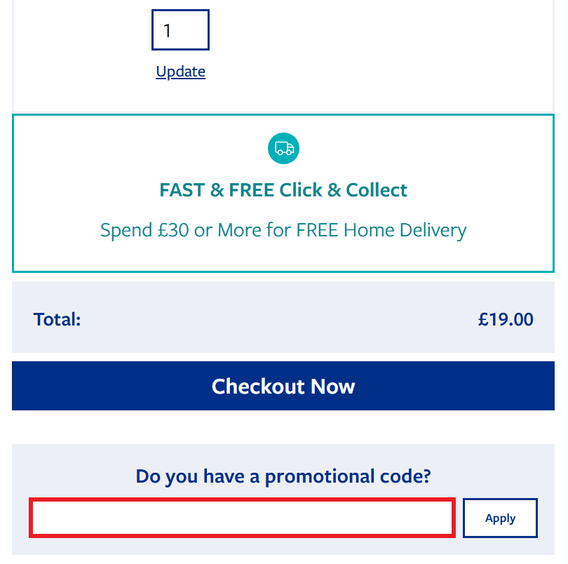 TGJones discount code box in shopping basket image
