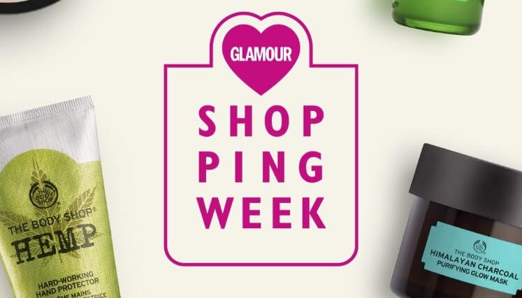 Banner für Rabatt bei The Body Shop zur Glamour Shopping Week