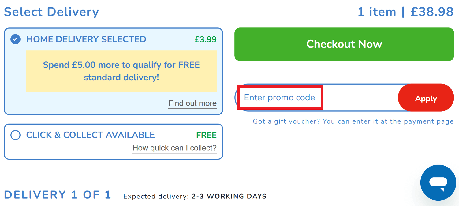 The Entertainer discount code box - basket page