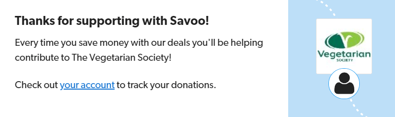 Signing up to support The Vegetarian Society with Savoo