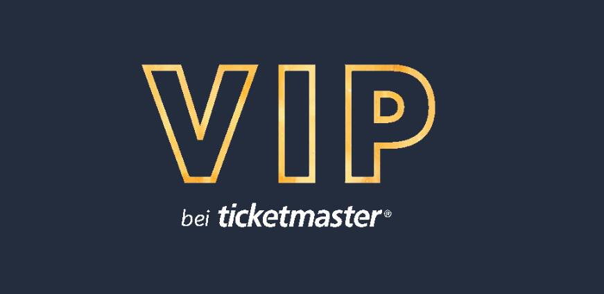 anthrazitfarbenes Banner "VIP bei Ticketmaster"