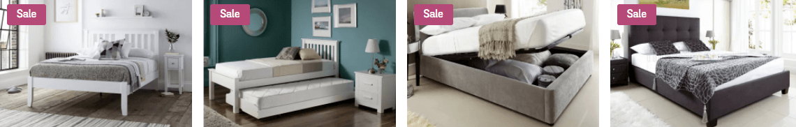 Time4Sleep sale banner - section of beds on sale