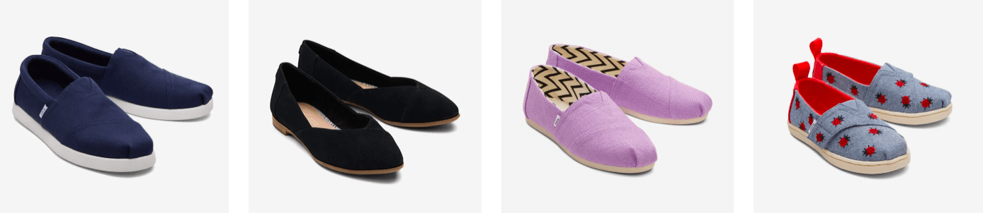 Online-Shop von Toms mit Schuhen für Damen, Herren und Kinder