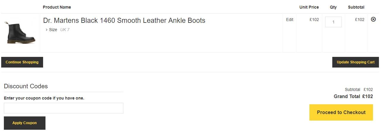 Tower London discount code box on the checkout page