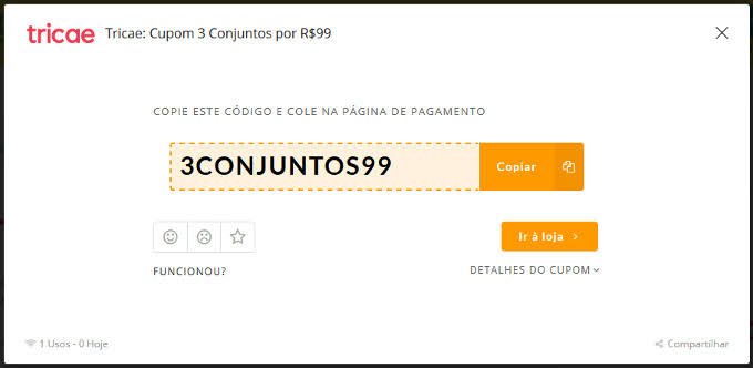 Cupom de Desconto Tricae: R$40 e R$99 | Abril 2022