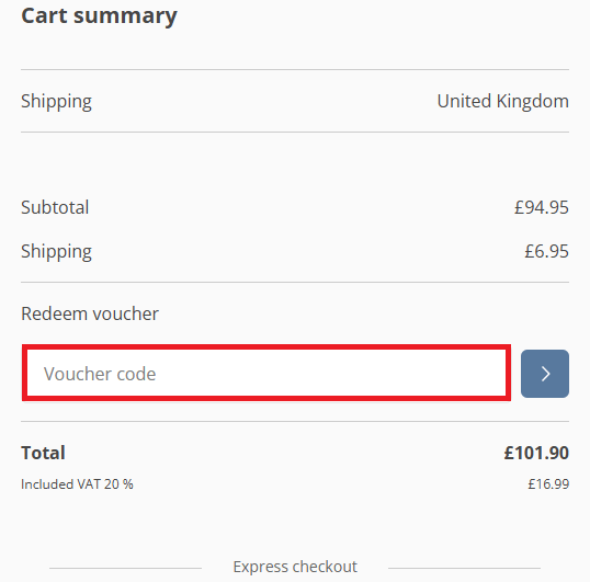 Trotec discount code box in shopping cart image