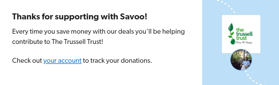 Signing up to support The Trussell Trust with Savoo
