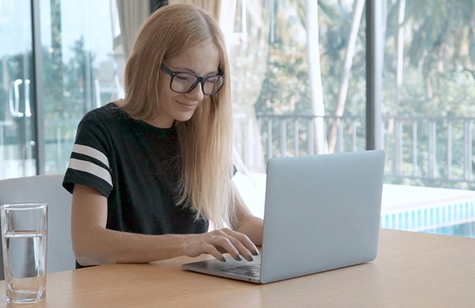 Person doing taxes on computer