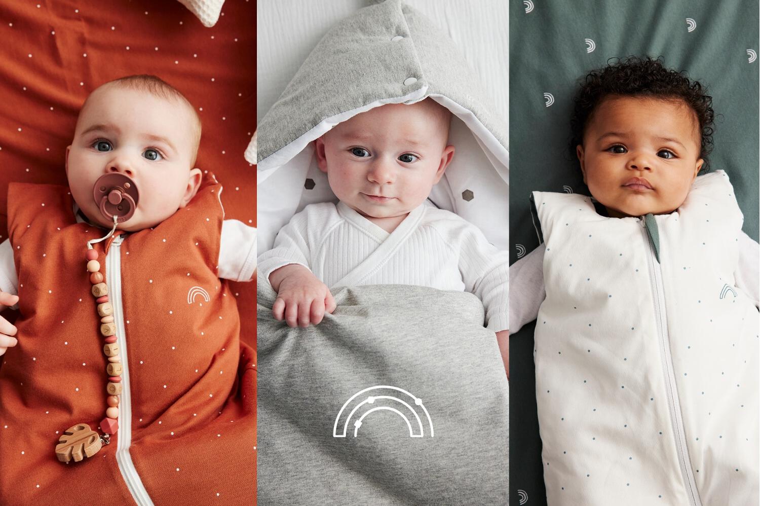 Trois bébés dans des turbulettes Les petites billes