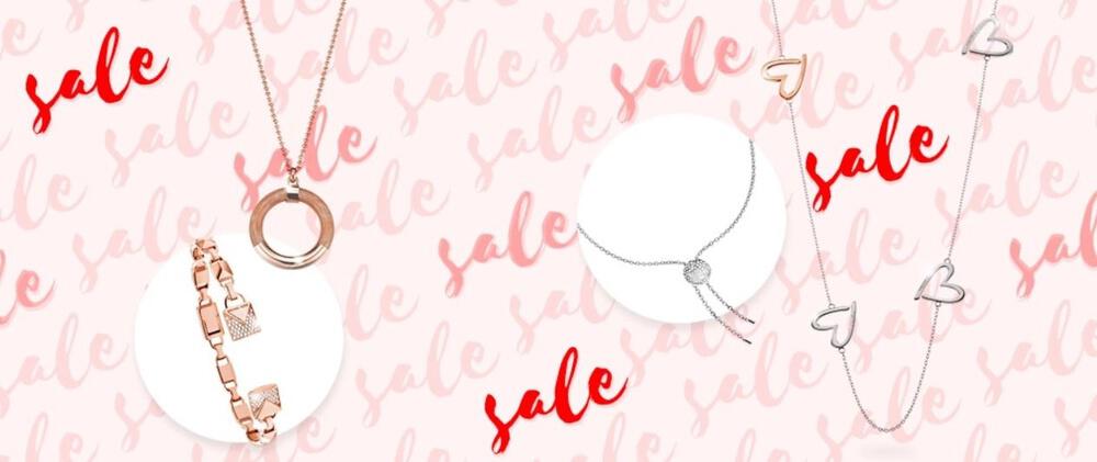 Banner für den Uhrzeit.org Schmuck-Sale mit Ring, Armband und Ketten vor Sale-Schriftzügen
