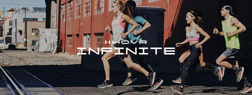 Women wearing Under Armour Hovr Infinite training collection