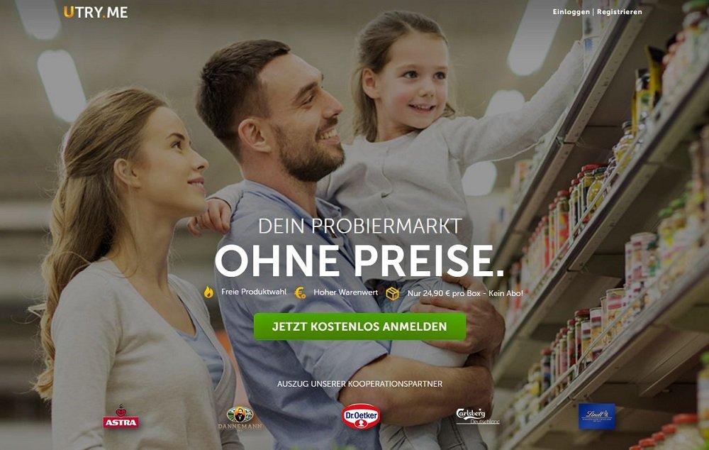 Utry.me-Angebote auf Website