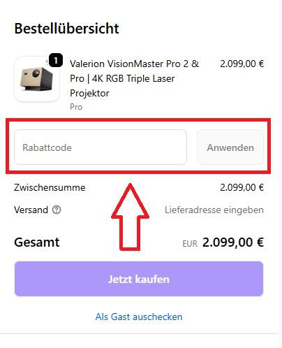 Screenshot von der Bestellübersicht, um deinen Valerion Gutschein einzulösen