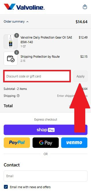 Valvoline coupon box