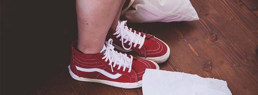 chaussures Vans rouges basses vues de haut