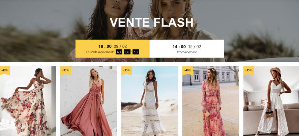 Page de vente flash Milanoo