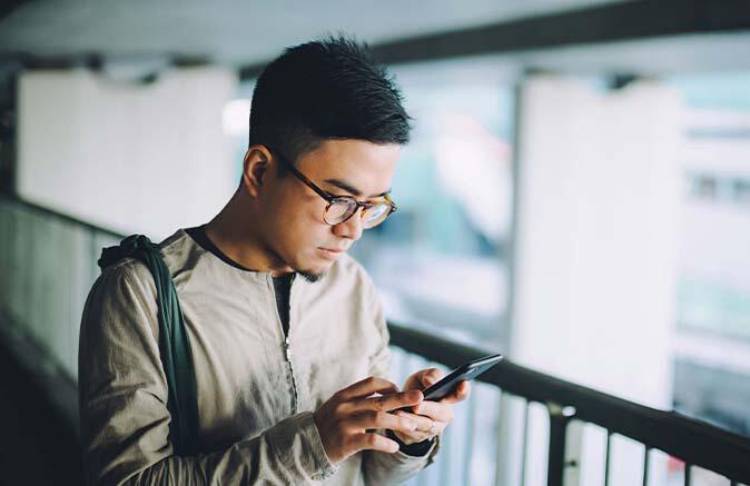 Man using cell phone