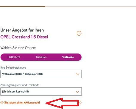 Screenshot vom Eingabefeld mit Hinweis darauf, wo du den Verti Gutschein einlösen kannst