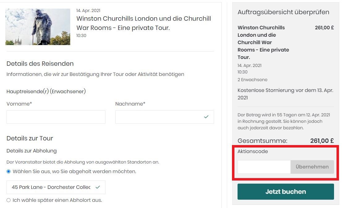 Viator-Gutschein in Kasse einlösen