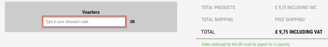 Vinatis discount code box on the payment page