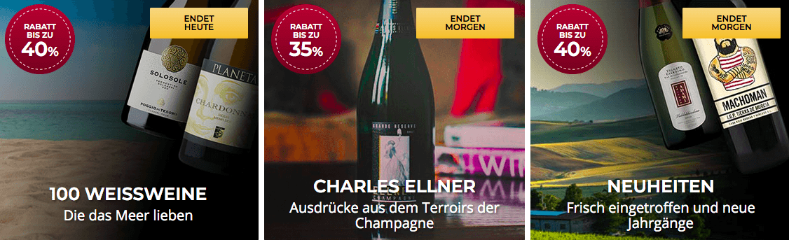 Tolle Angebote mit bis zu 40 % Rabatt bei Vino im Online-Shop