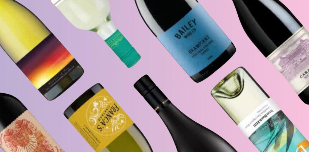 Virgin Wines deals page image featuring a collection of wine bottles on a purple background