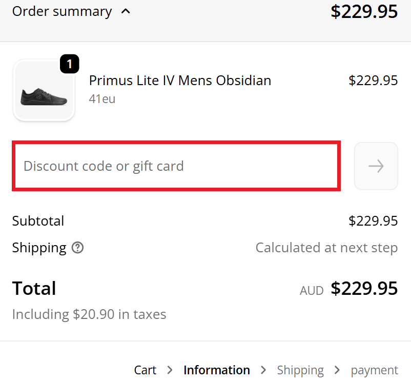 Vivobarefoot discount code box