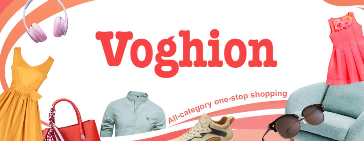 Voghion deals page banner showing a selection of products surrounding the brand logo